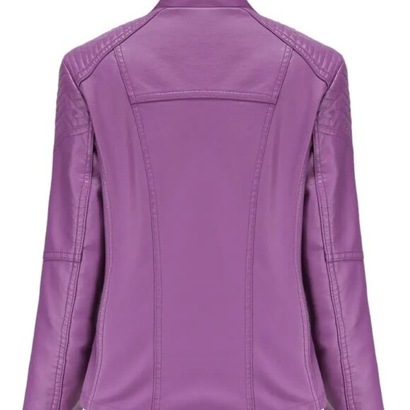 Gorgeous Violet Purple Faux Leather Pleather Moto Jacket - Picture 3 of 10